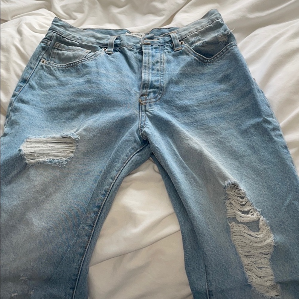 Light wash ripped mom jeans